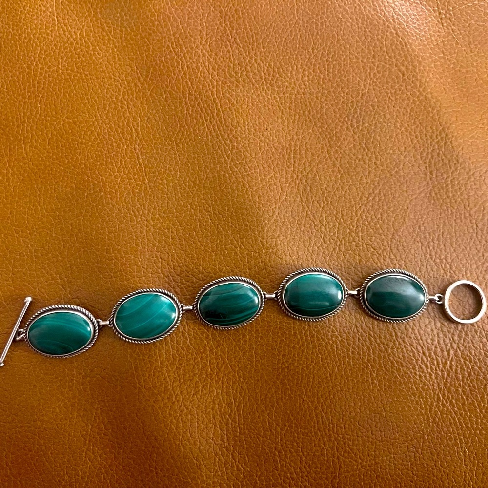 Handmade Sterling Silver Malachite Bracelet.